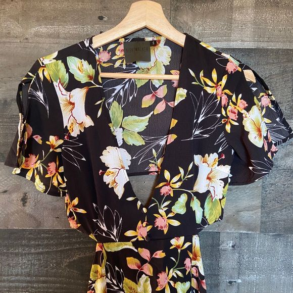 Nightwalker Black Floral Cut out Maxi Dress - Picture 5 of 6